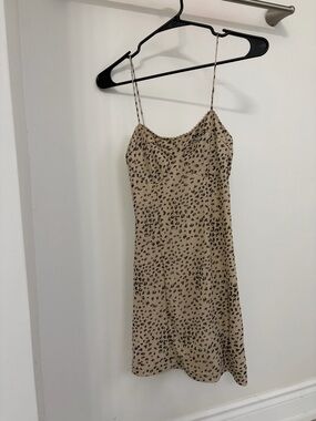 Streetwear Society Beige Leopard Slip Mini Dress